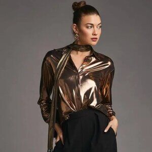 NWT Anthropologie Shine Shirt Blouse Top in COPPER NWT size XL & L